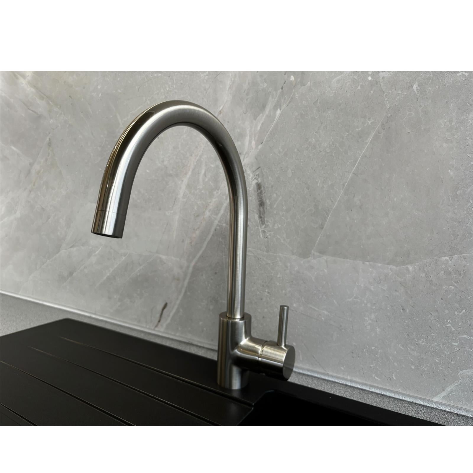 Liquida W06BN Swan Neck Single Lever Monobloc Brushed Nickel Kitchen Mixer Tap